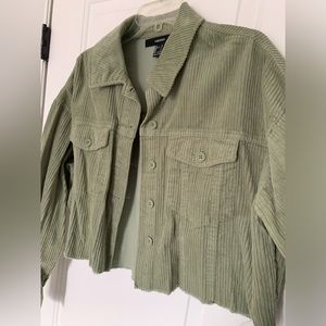 Forever 21 Cropped Corduroy Jacket, Light Green